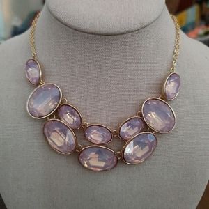 Erika Lyons Gold Tone & Pink Stone 2 Row Fashion Necklace